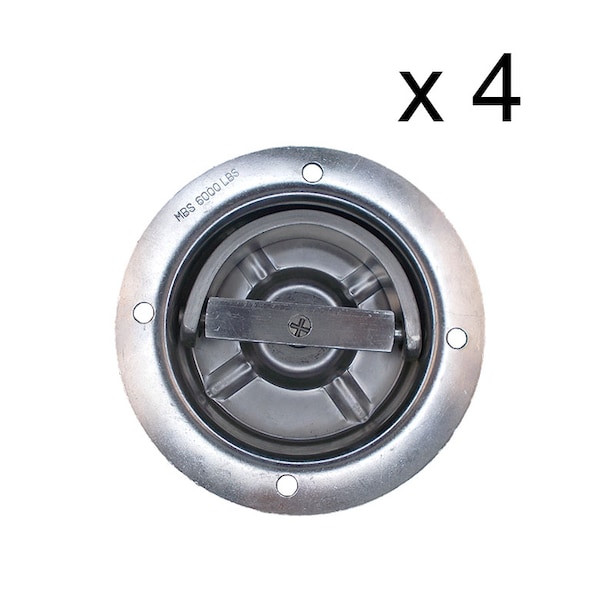 Tie 4 Safe Zinc Plated Floor Mount Ring, WLL- 2,000 lbs., PK4 RH17-6M-4 - main